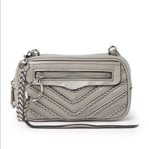 Rebecca Minkoff Double Zip Studded Crossbody Grey